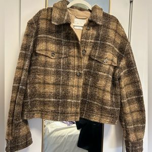 Aritzia Wilfred Free Autumn Shirt Jacket Brown Plaid- Size L